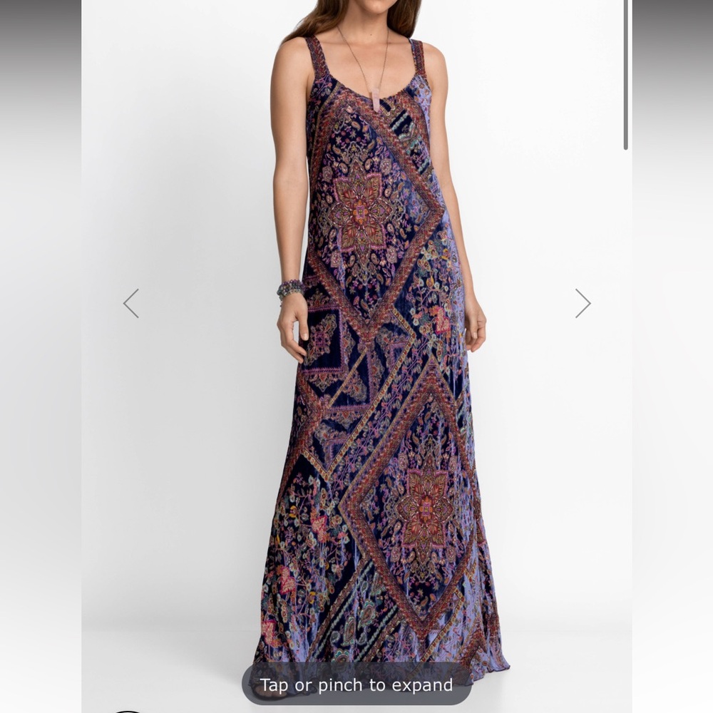 Johnny Was Omo Burnout Peony Bohemian Maxi Silk Dress